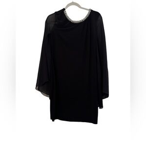 Womens black dress w/ sheer flowy long sleeves